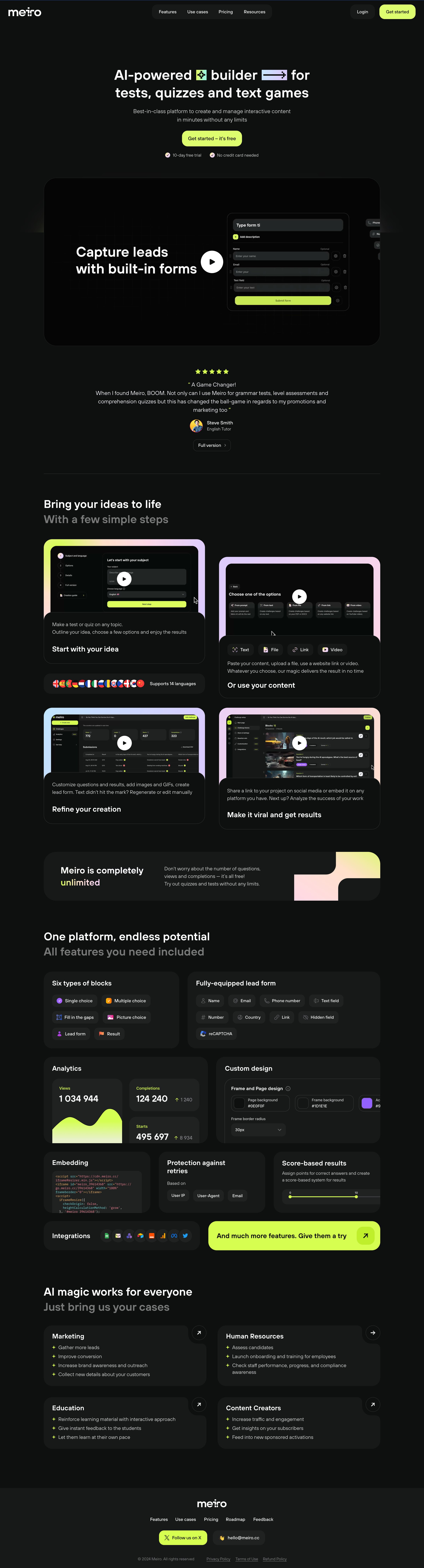 Meiro - Meiro – AI-powered builder for tests, quizzes and text games screen
