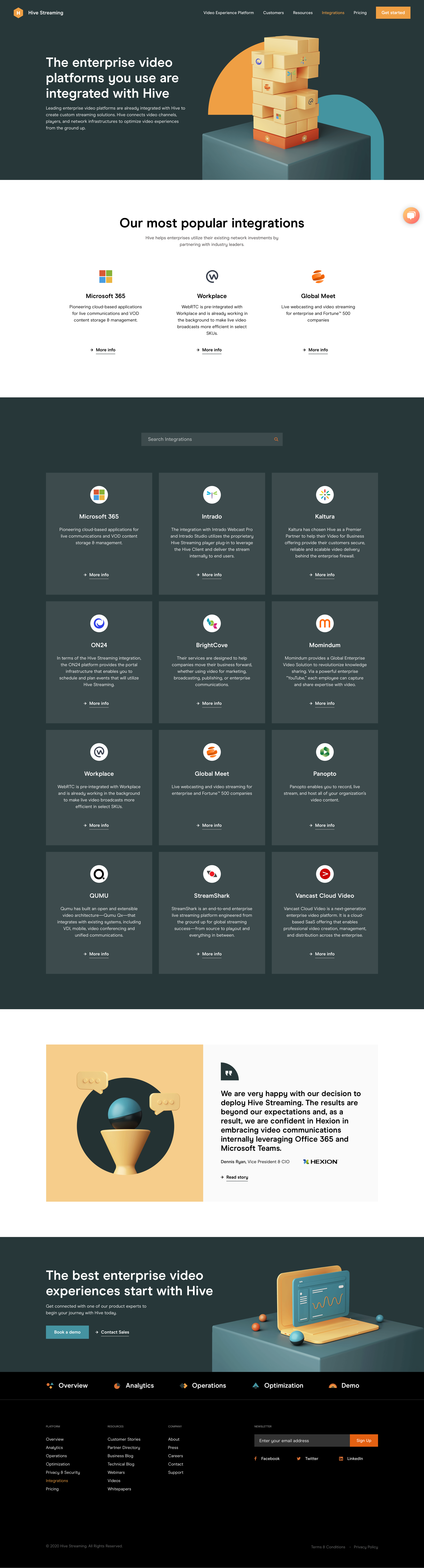 Hive streaming - Integrations — Hive Streaming screen
