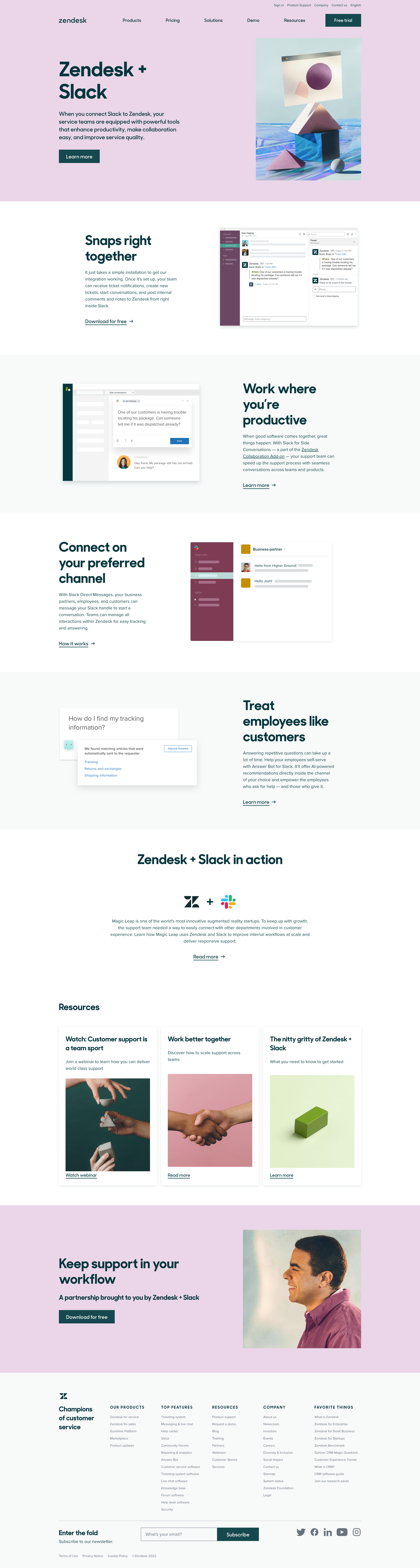 Zendesk - Get customer support in any channel with Zendesk + Slack screen