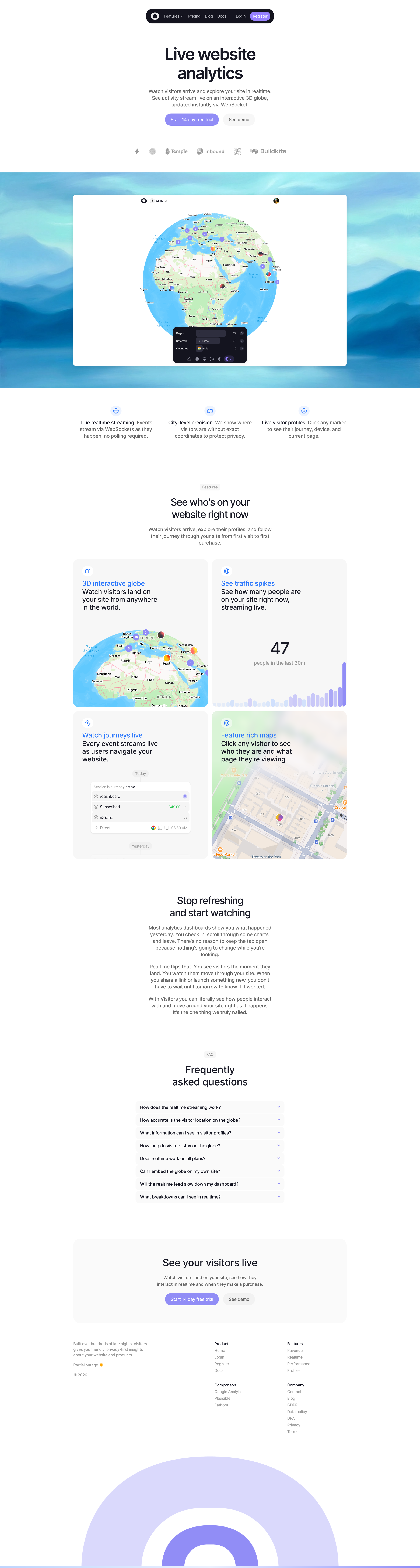 Visitors - Live Website Analytics - Visitors screen