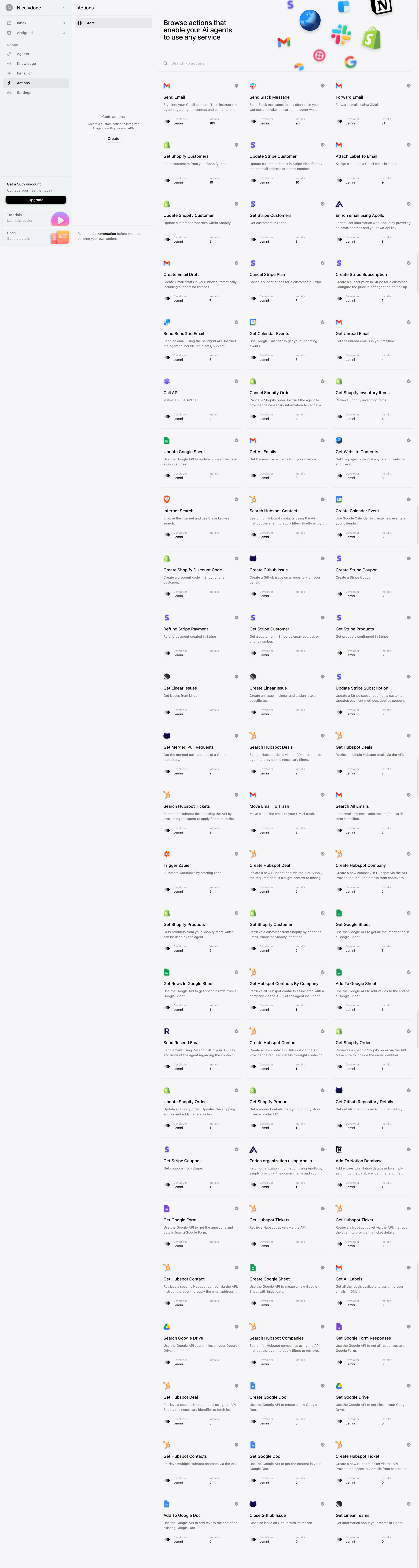 Lemni - Actions › Store screen