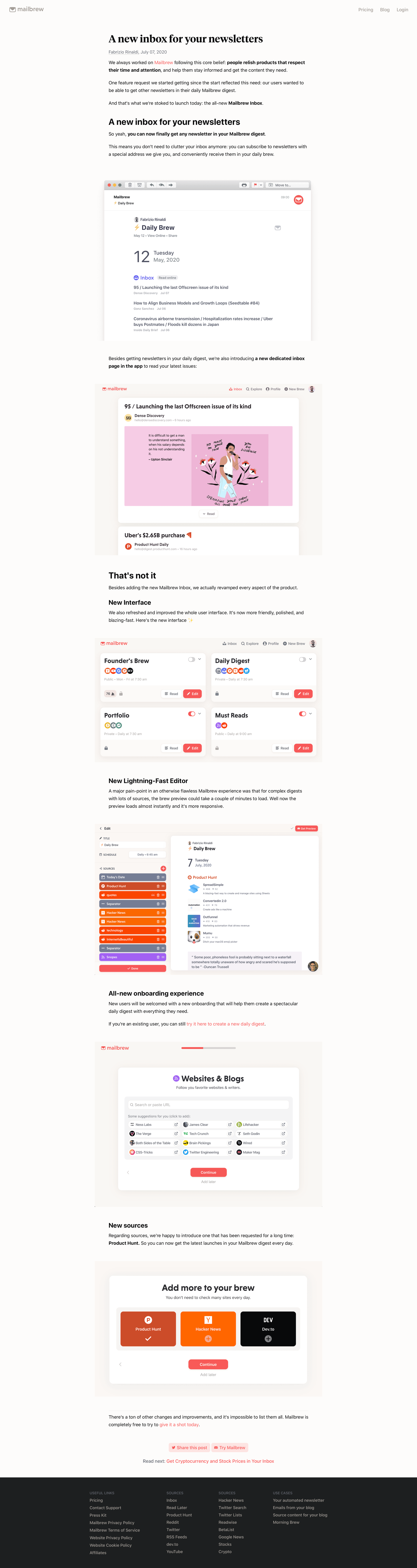 Mailbrew - A new inbox for your newsletters | Mailbrew screen