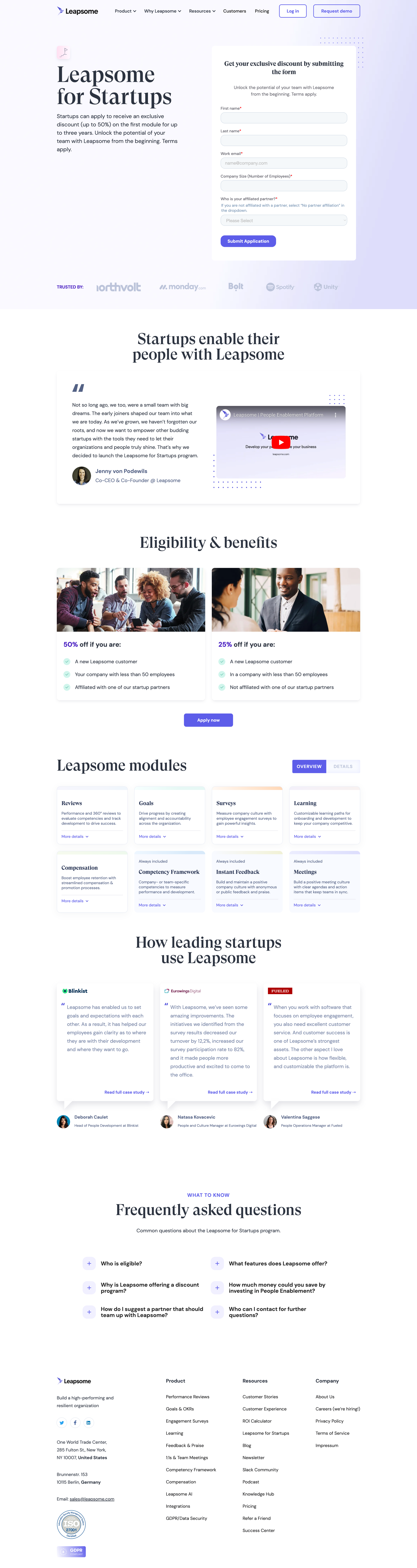 Unlock Your Teams Potential Exclusive Startup Discounts on Leapso from Leapsome