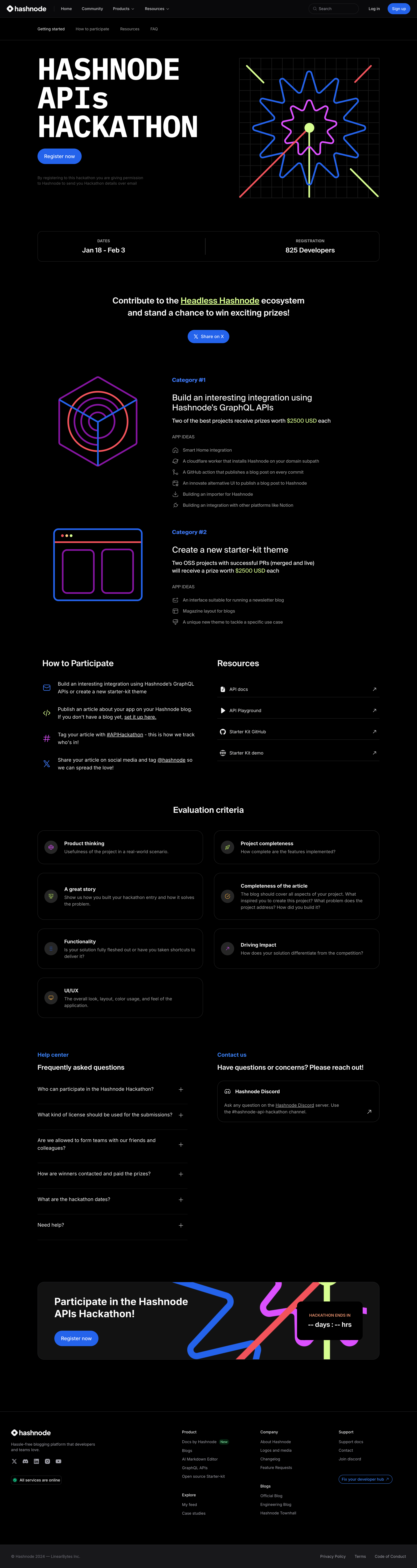 Hashnode - Hashnode APIs Hackathon screen