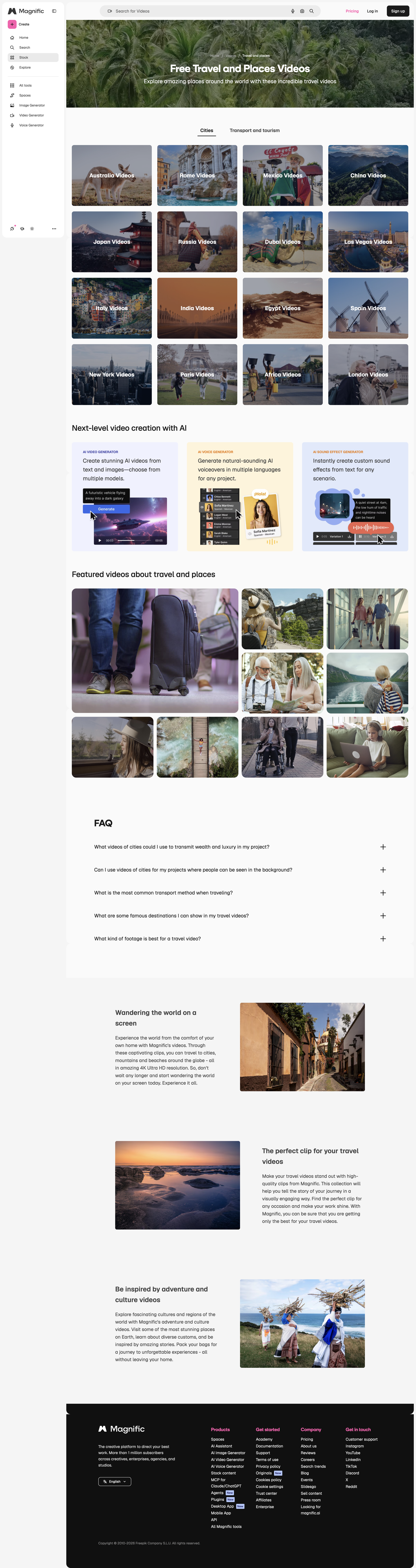 Magnific - Free Travel and Places Videos in HD and 4K to download | Magnific screen