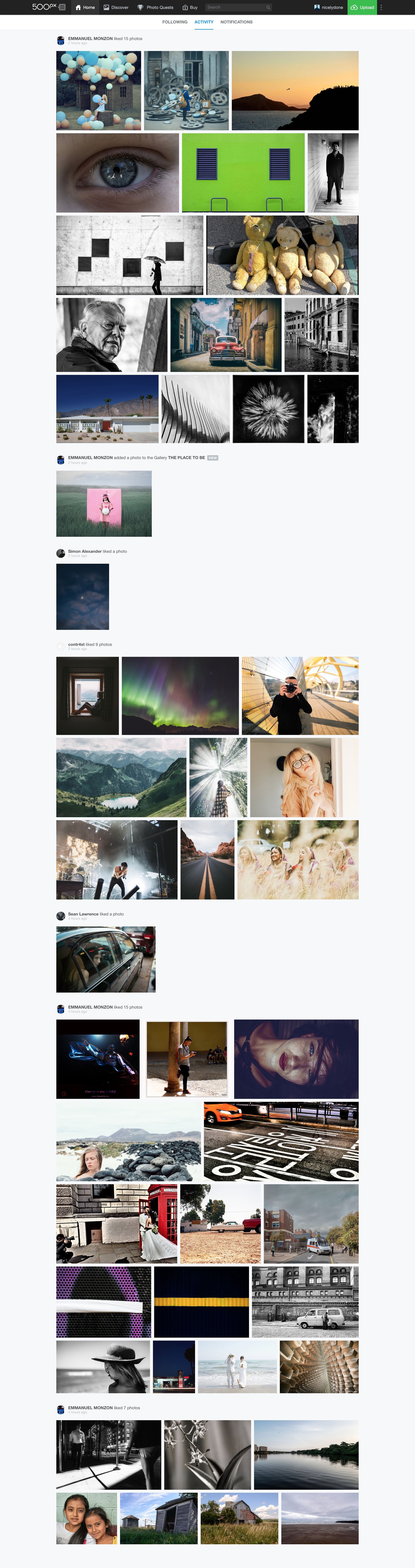 500px - Activity feed screen