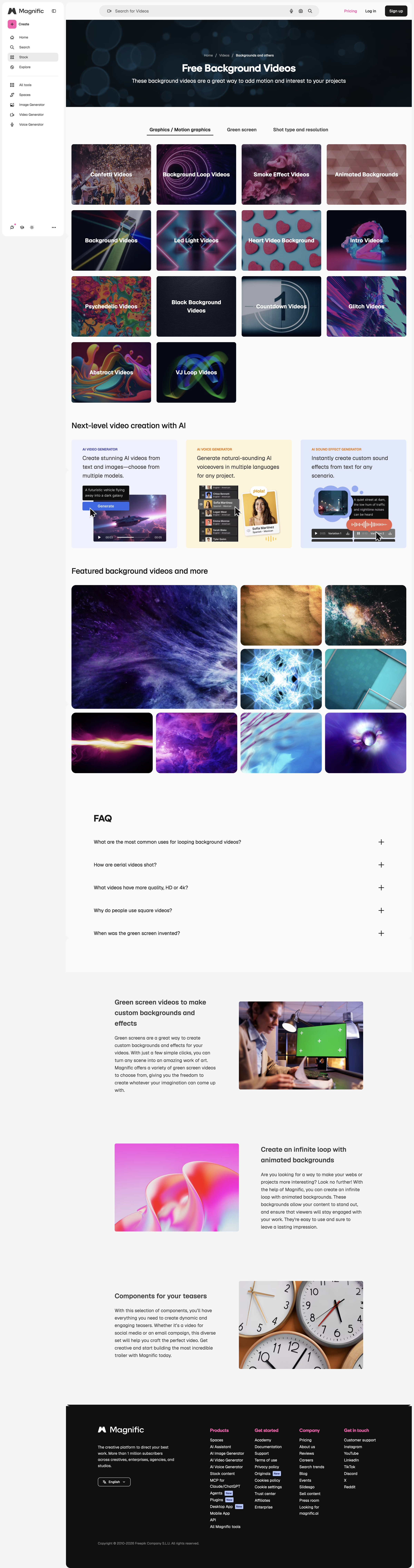 Magnific - Free Background Videos in HD and 4K to download | Magnific screen