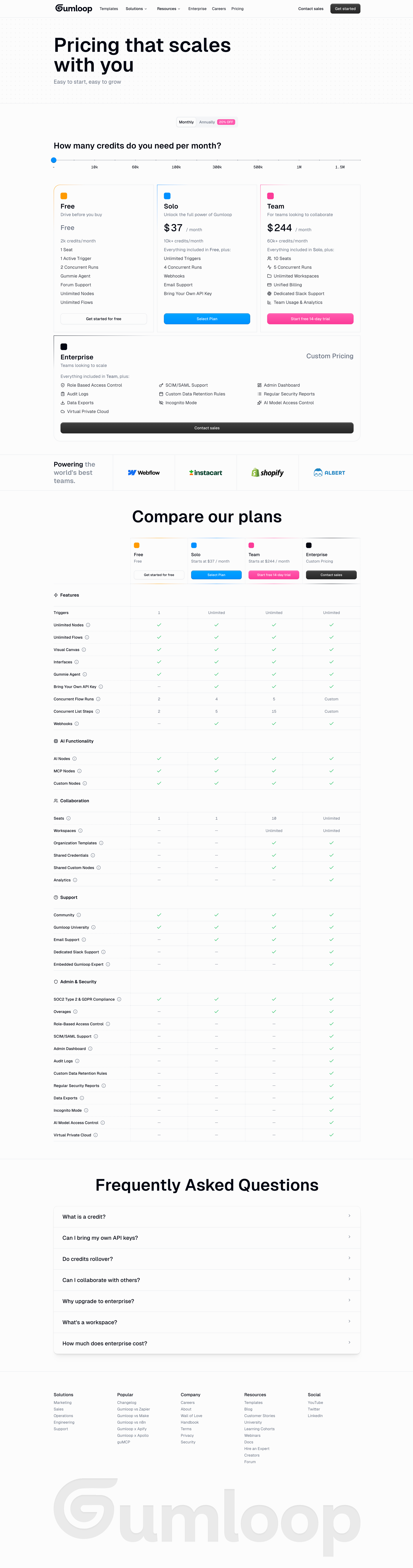 Gumloop - Gumloop Pricing screen