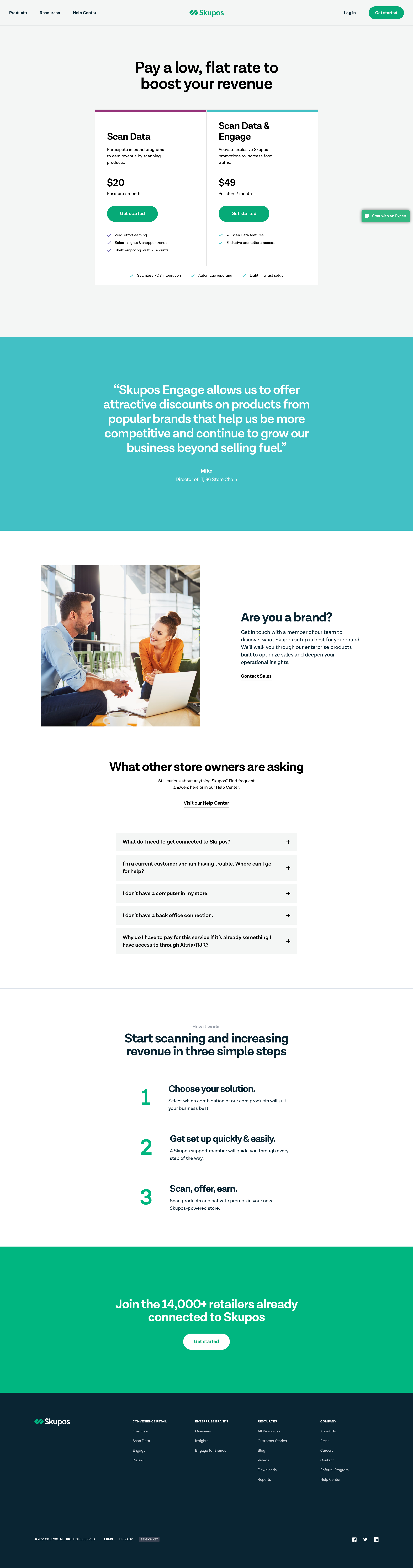 Skupos - Pay a low, flat rate to boost your c-store revenue | Skupos screen