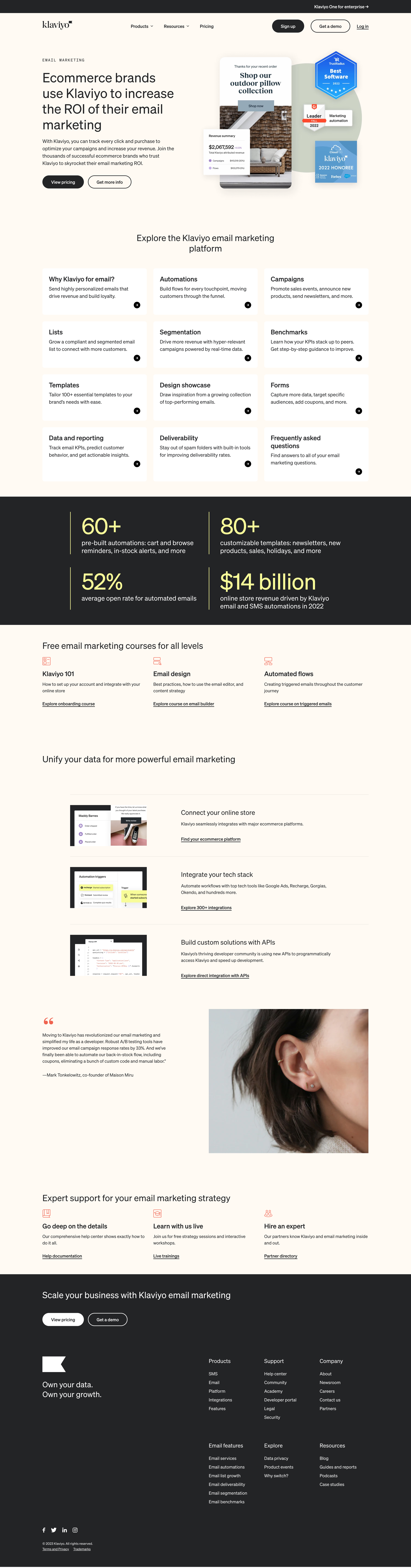 Klaviyo - Upgrade your Email Marketing Software | Platform Klaviyo Email screen