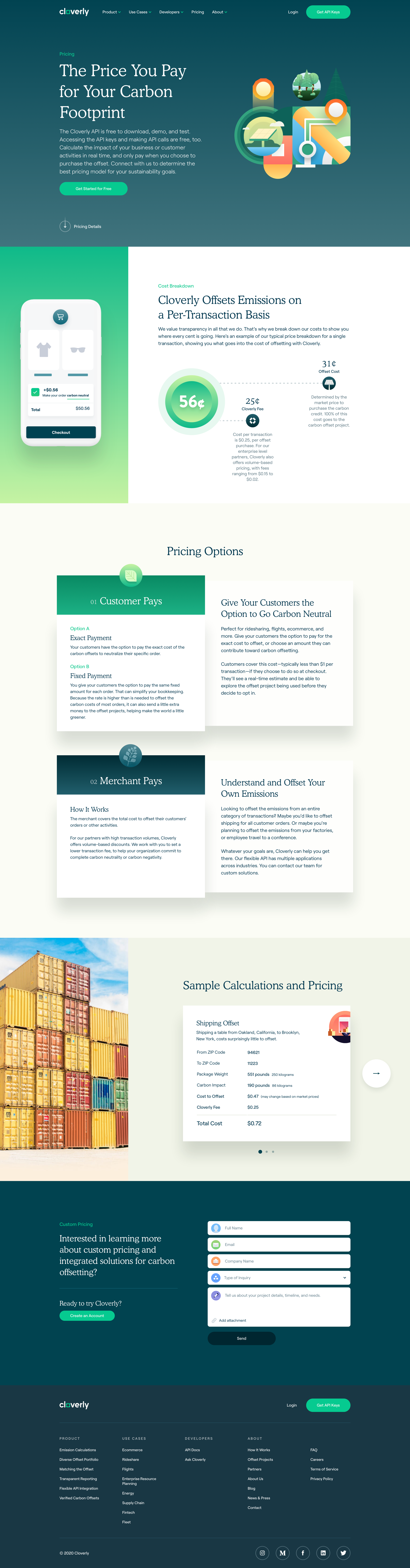 Cloverly - Pricing for Carbon Offsets | Cloverly screen