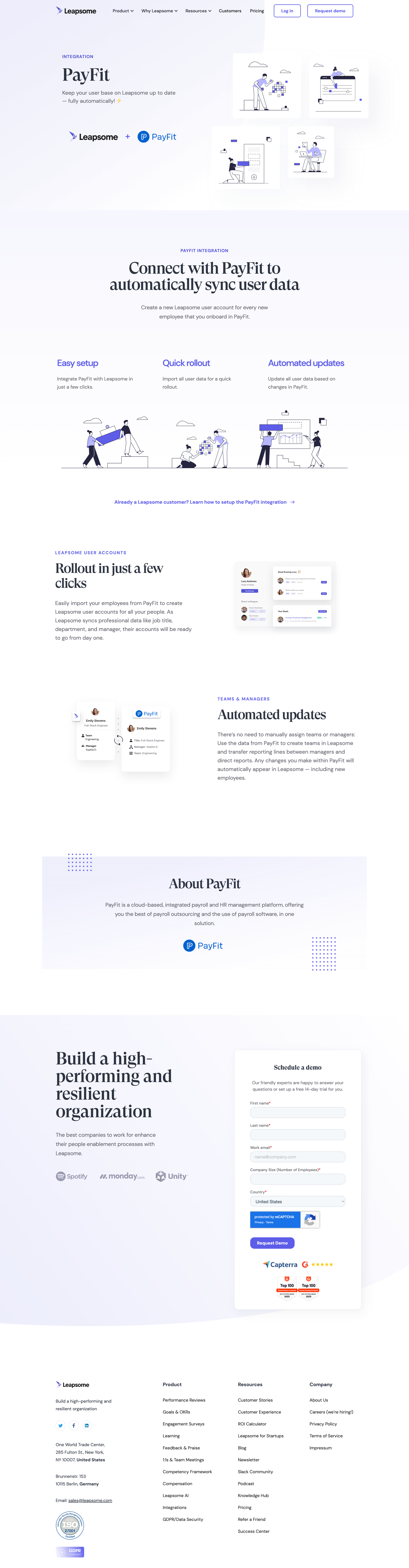 Leapsome - PayFit Integration | Leapsome screen