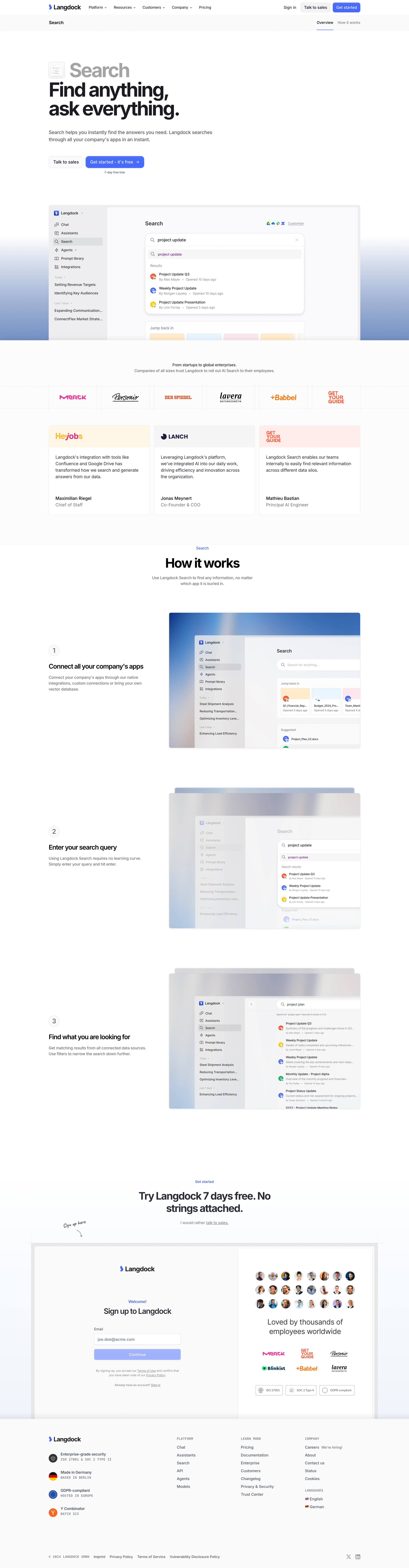 Langdock - Search | Find anything, ask everything. screen