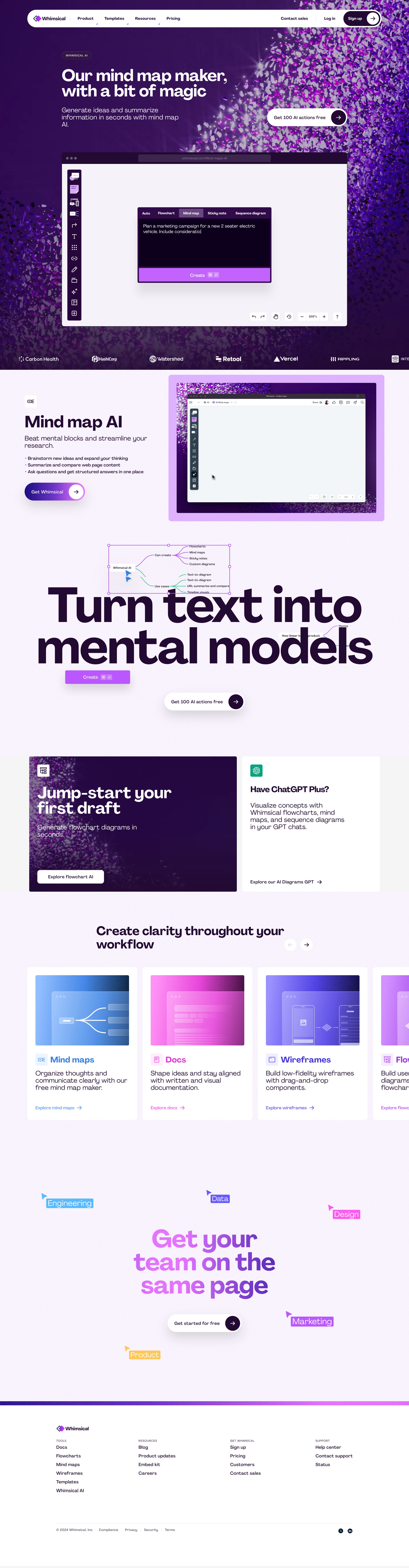 Whimsical - Mind map AI screen
