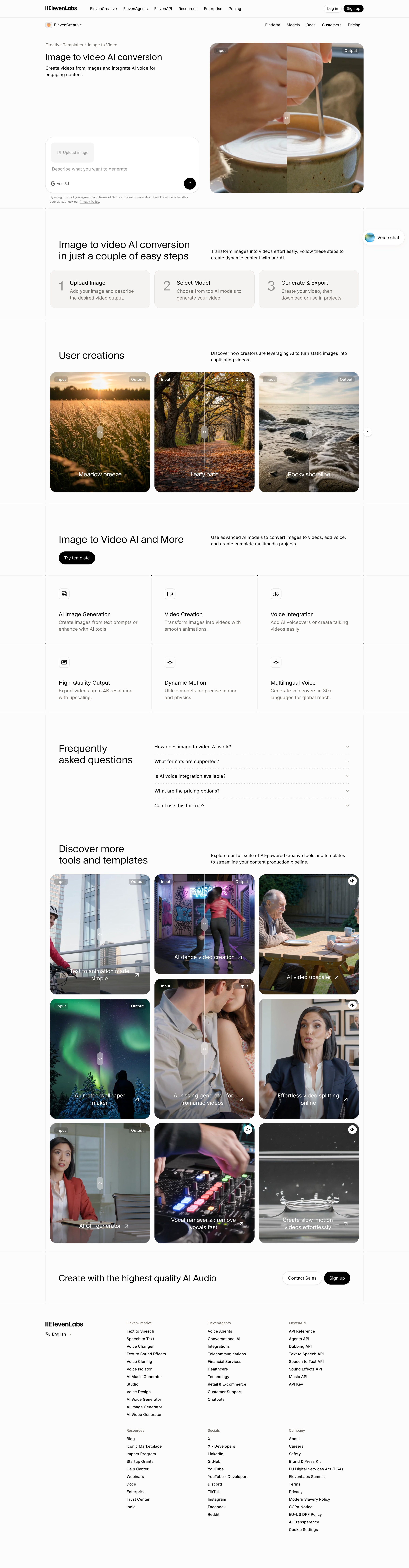 Elevenlabs - Image to Video AI Transform Photos into Videos screen