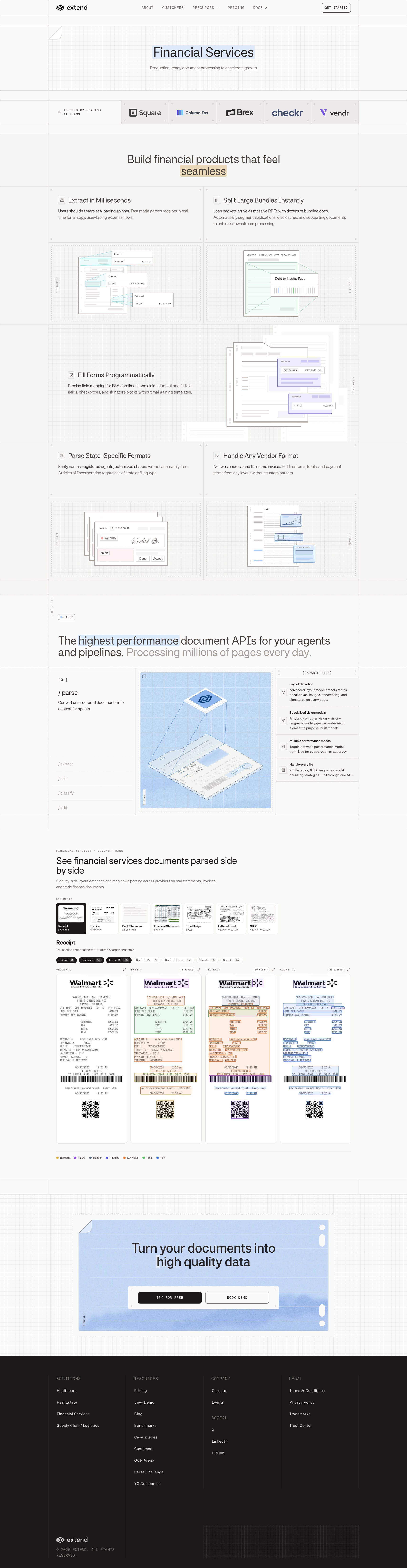 Extend - AI Document Processing Financial Services OCR | Extend screen
