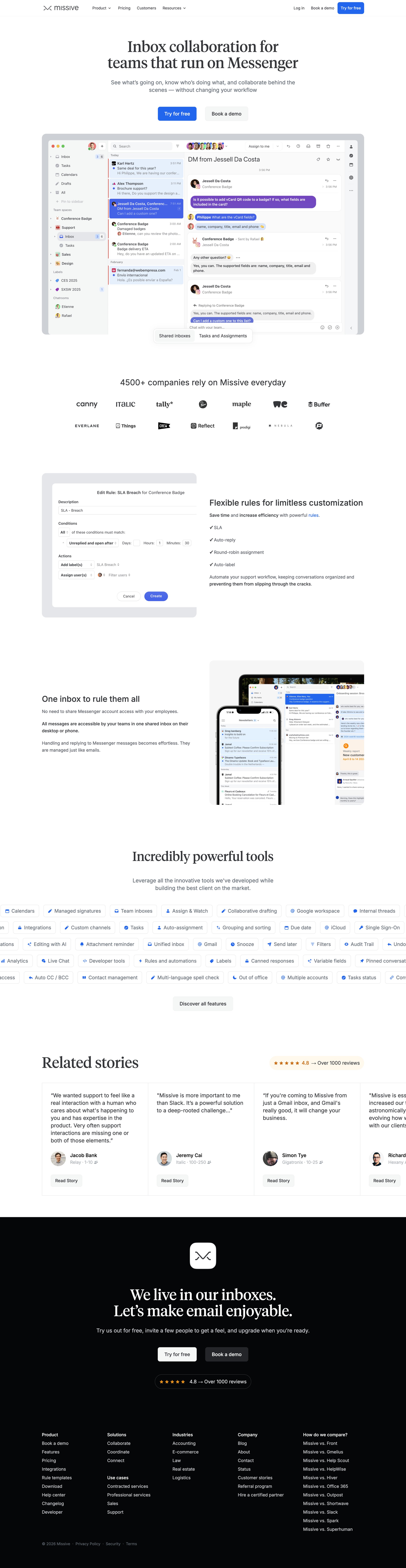 Missive - Messenger Integration · Missive screen