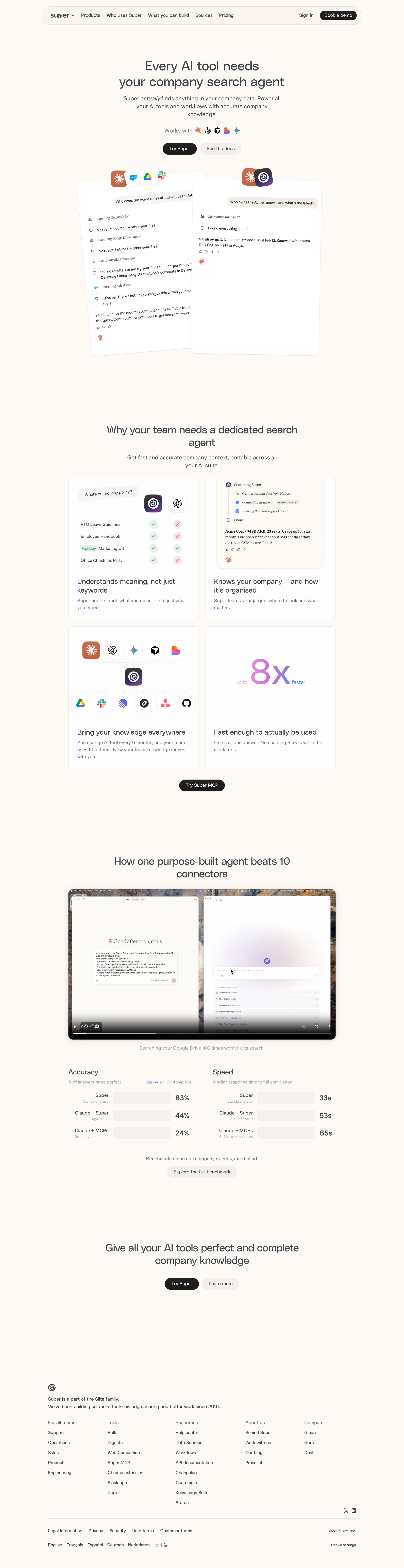 Super - Super MCP — Company search for every AI tool screen