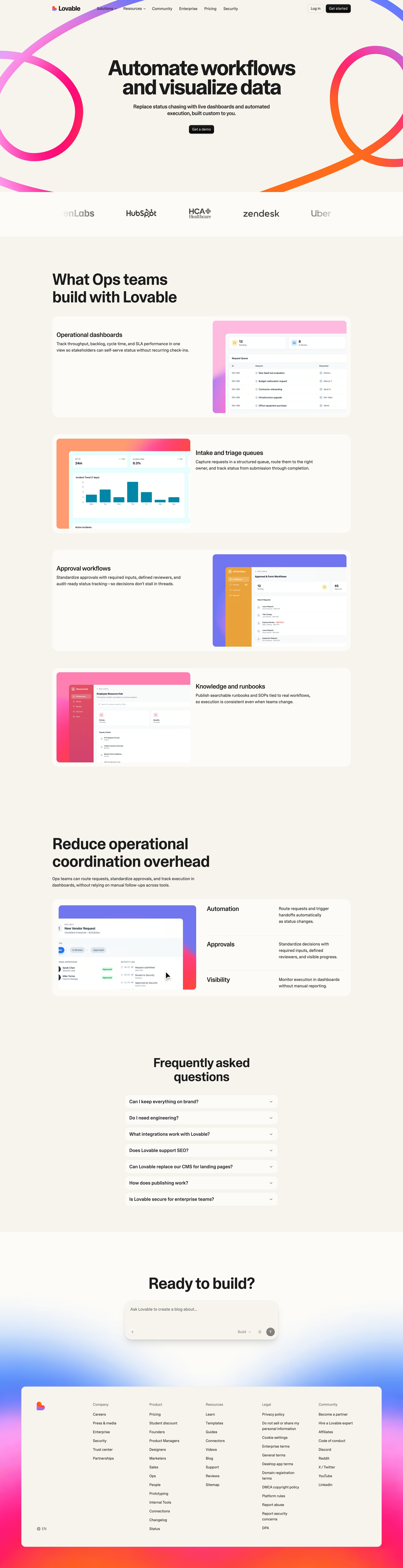 Lovable - Automate workflows and visualize data with Lovable Lovable screen