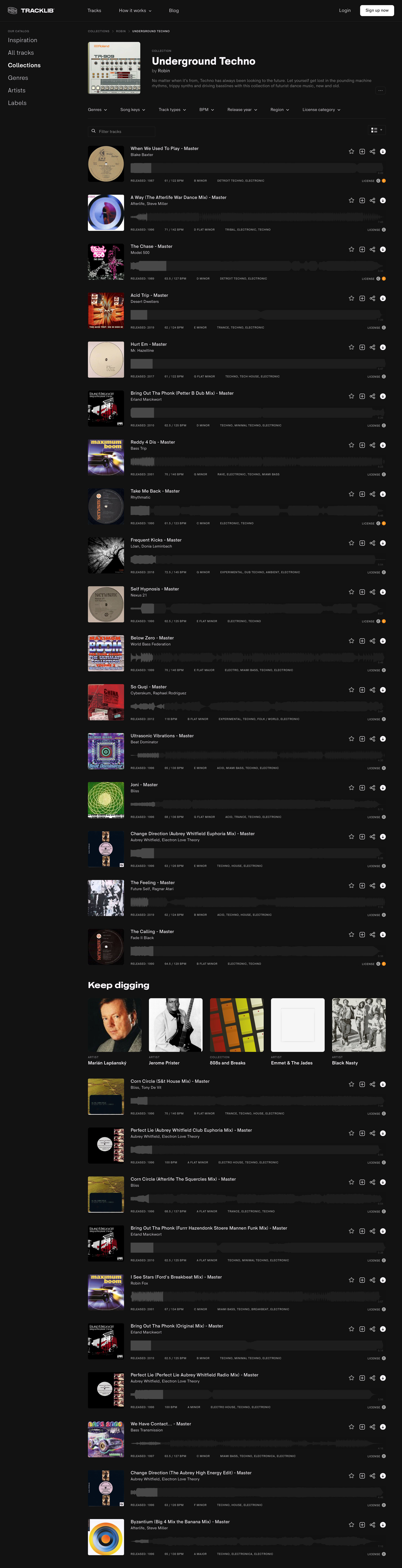 Tracklib - Underground Techno, a collection by Robin on Tracklib screen