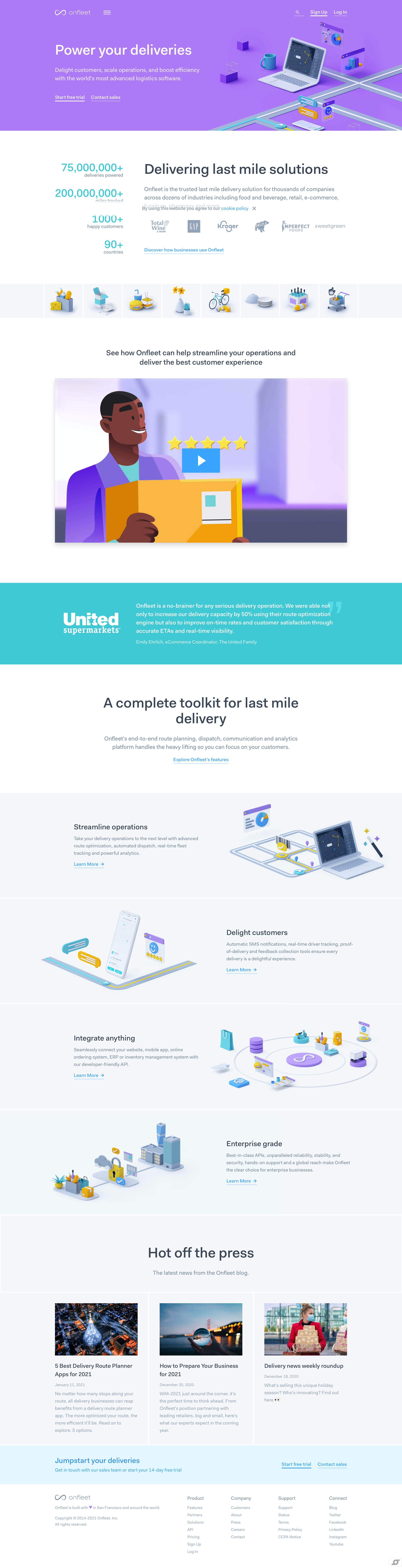 Onfleet - Onfleet | Power your deliveries screen