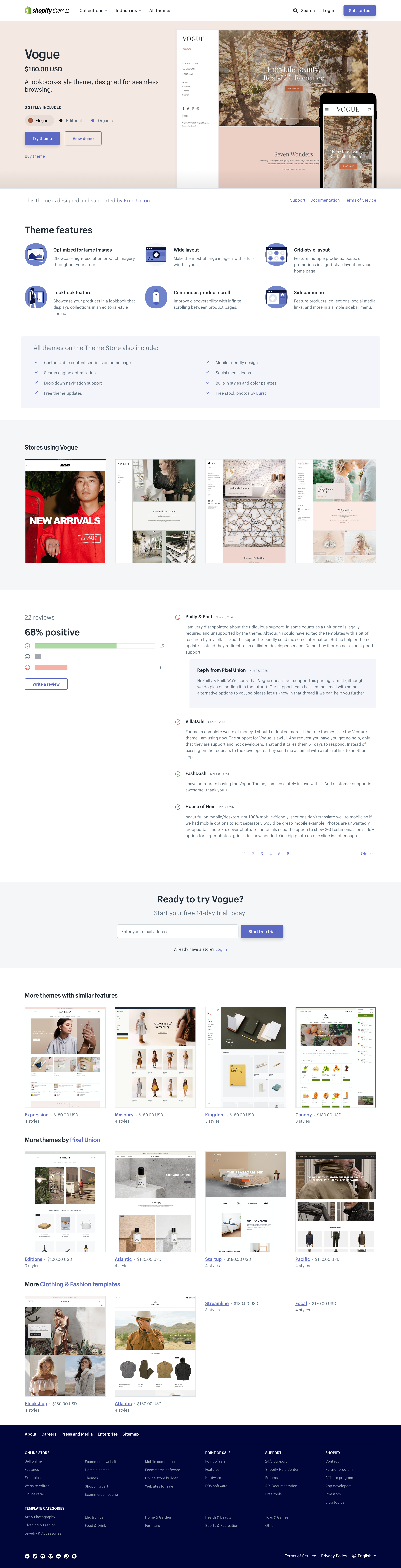 Shopify - Vogue Theme - Elegant - Ecommerce Website Template screen