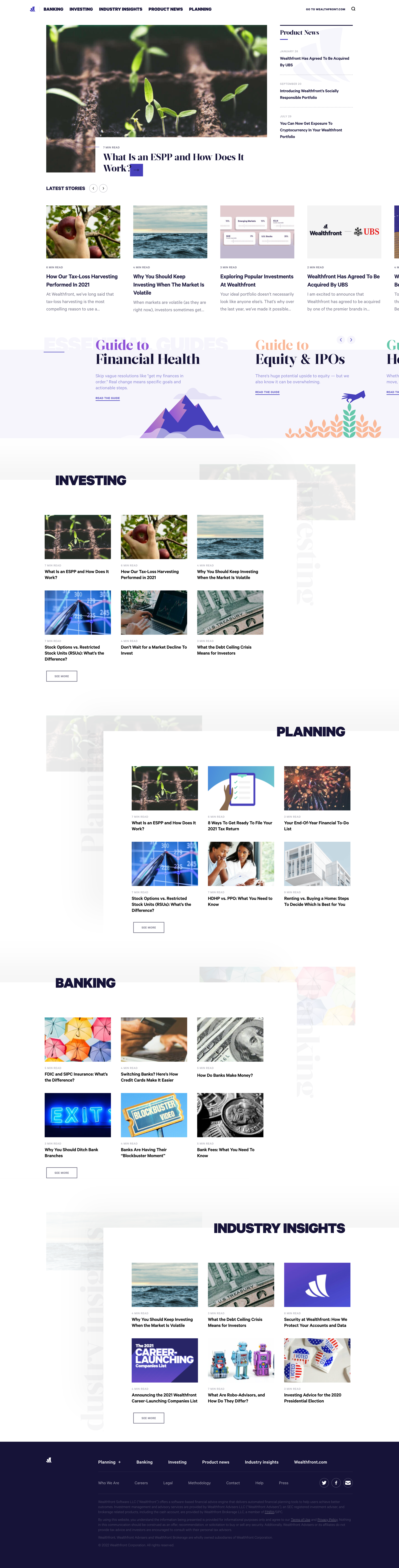 Wealthfront - Home | Wealthfront Blog screen
