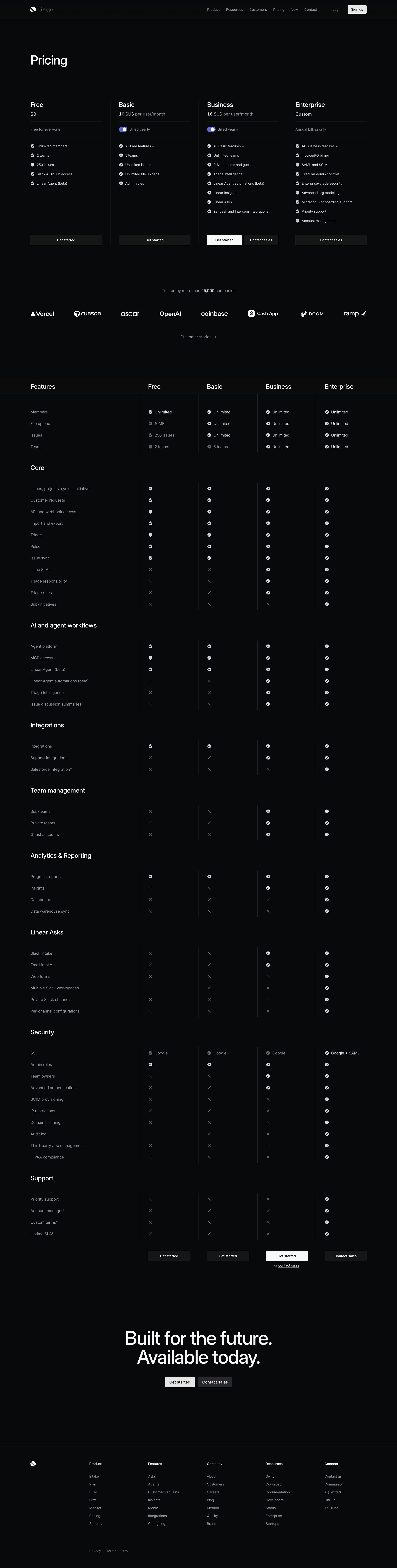 Linear - Pricing – Linear screen