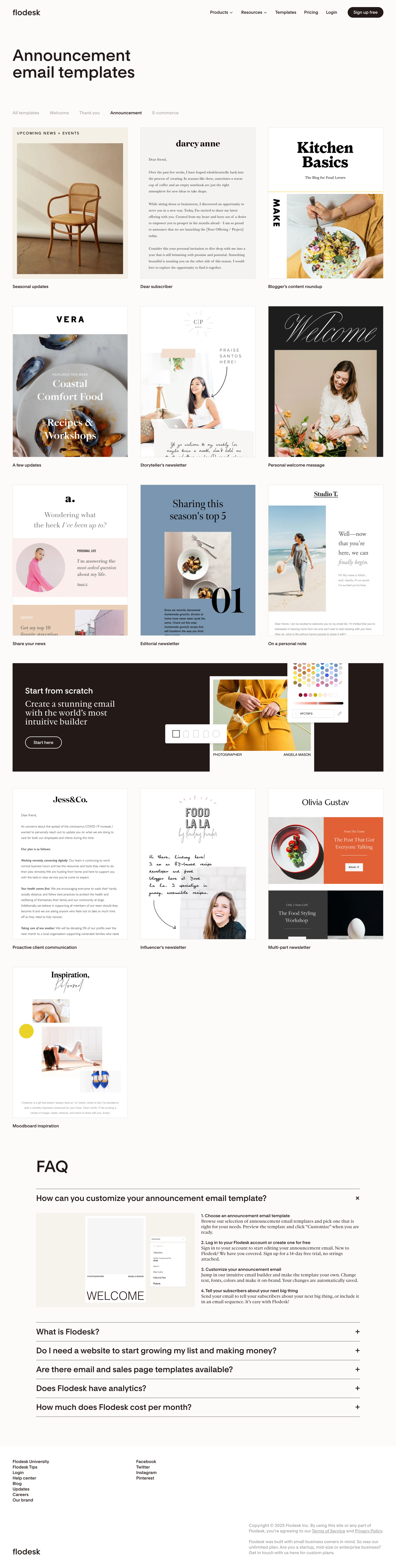 Flodesk - Customizable Announcement Email Templates screen