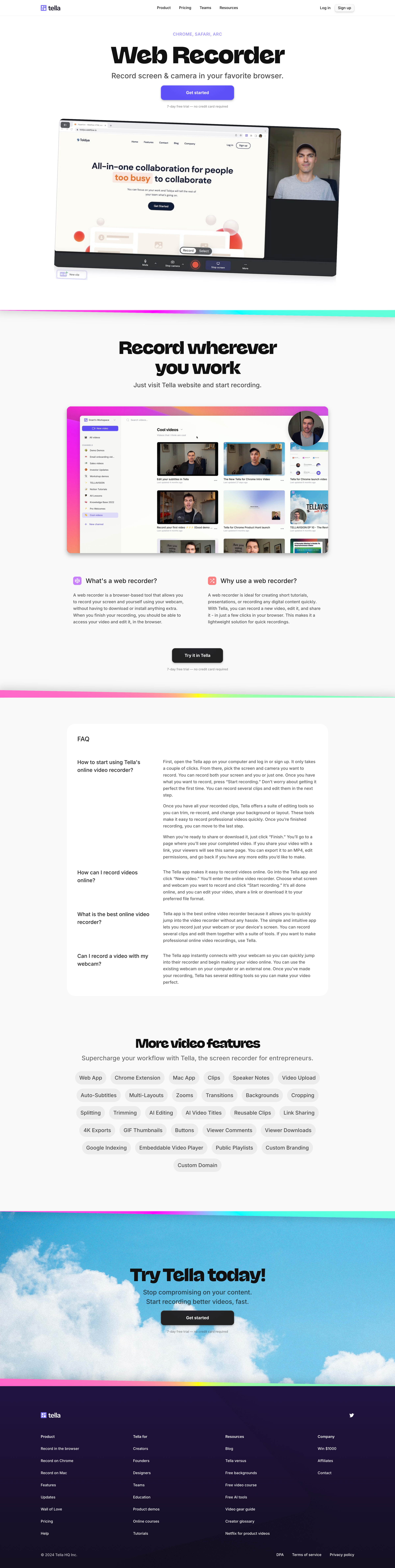Tella - Web Recorder — Tella Screen Recorder screen