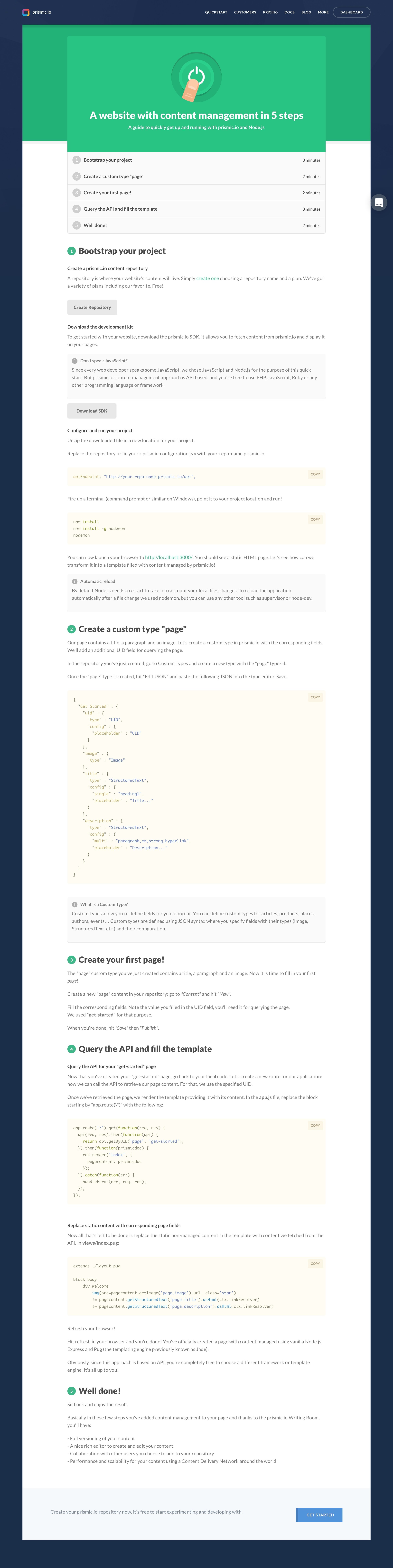 Prismic - Onboarding screen