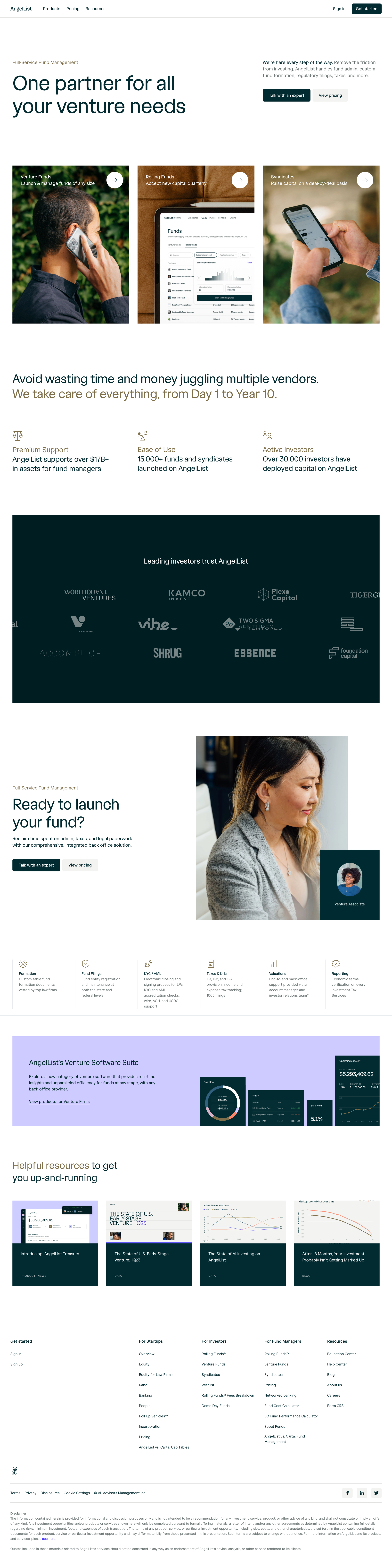 Angellist - Full-Service Funds | AngelList screen