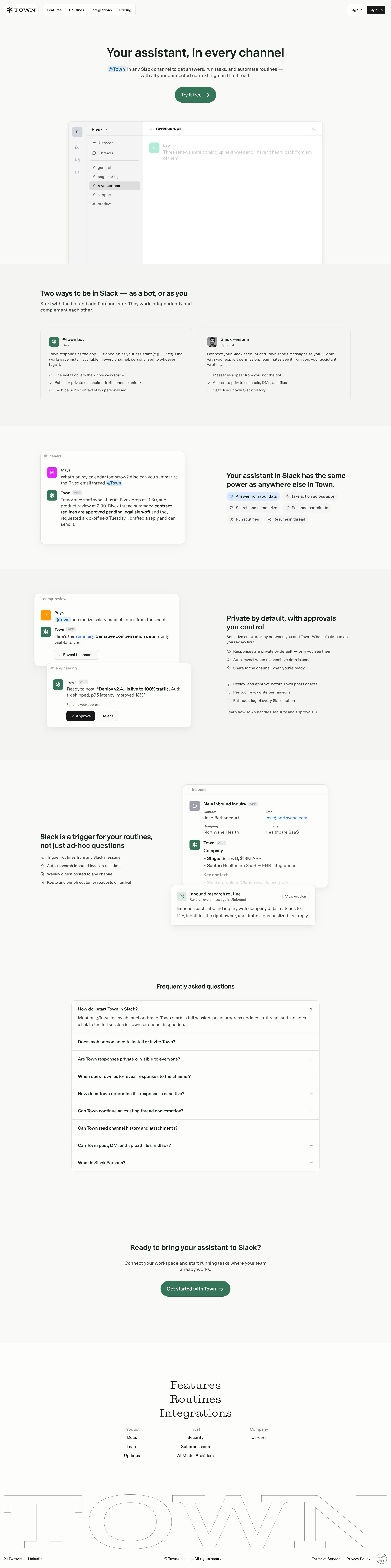 Town - Your assistant, in every channel screen