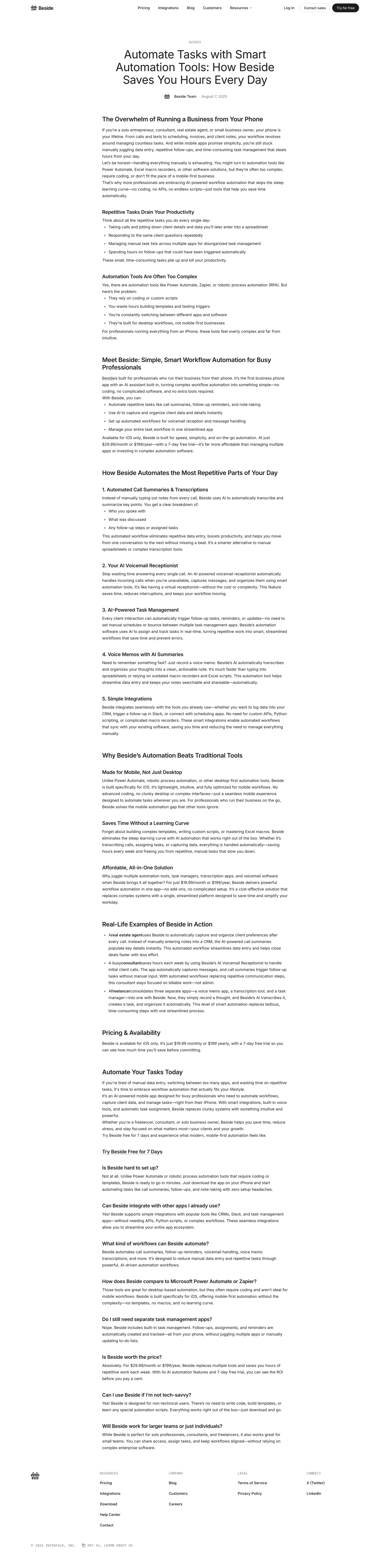 Beside - Automate Tasks with Smart Automation Tools How Beside Saves You Hours Every Day screen