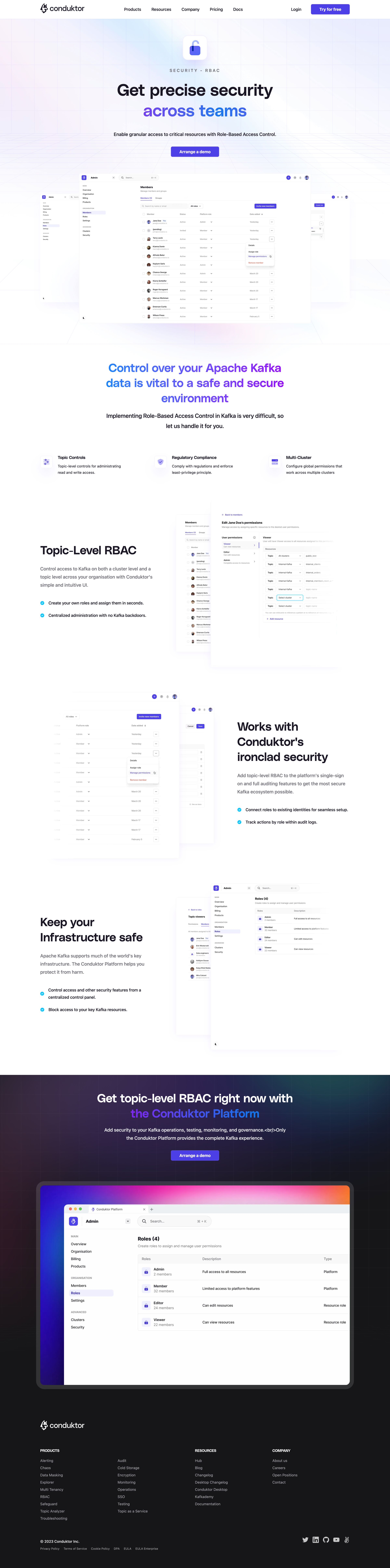 Conduktor - Conduktor RBAC | The Apache Kafka Platform screen