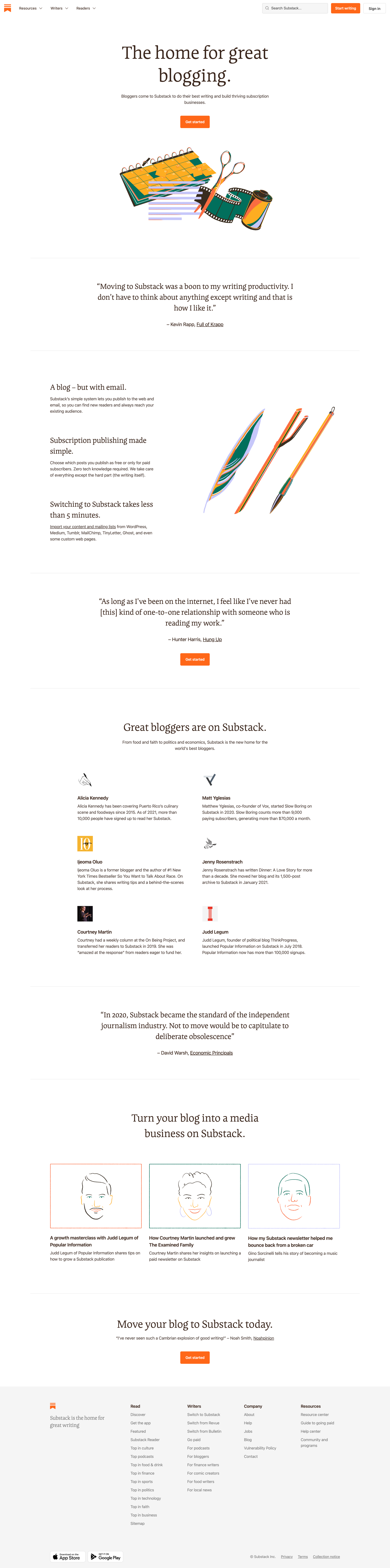 Substack - Substack for bloggers screen