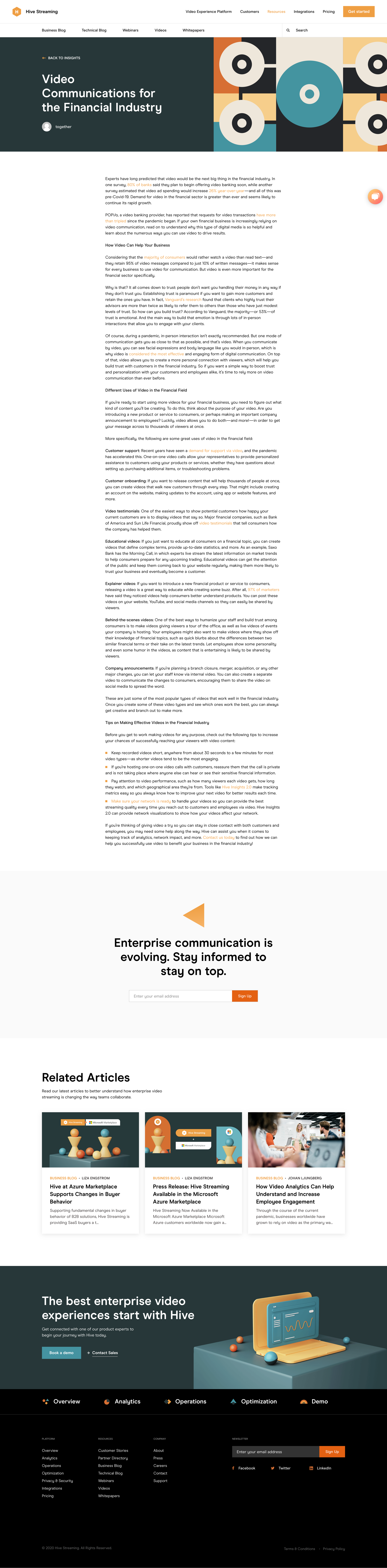 Hive streaming - Video Communications for the Financial Industry — Hive Streaming screen
