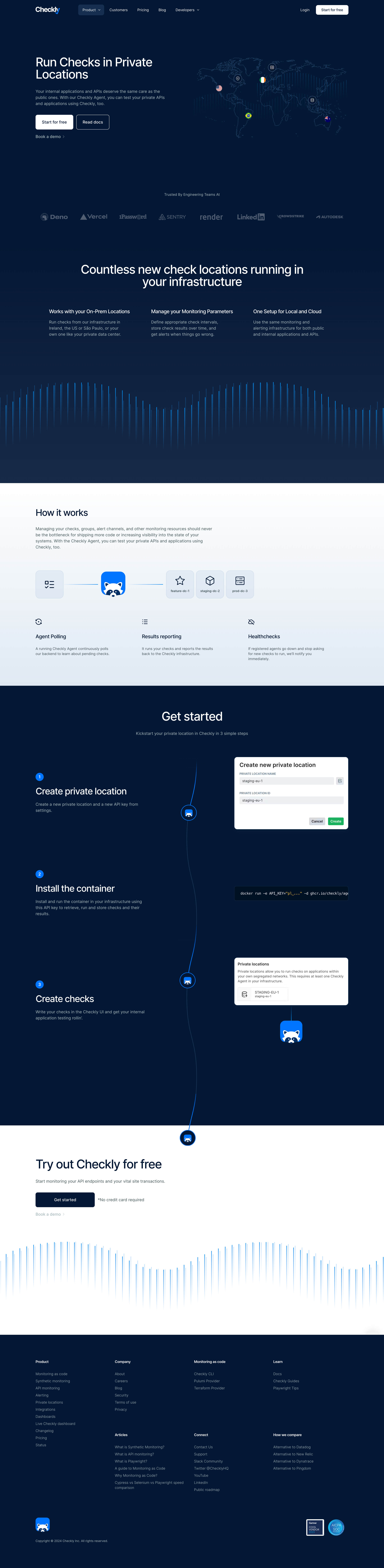 Checkly - Private Locations screen