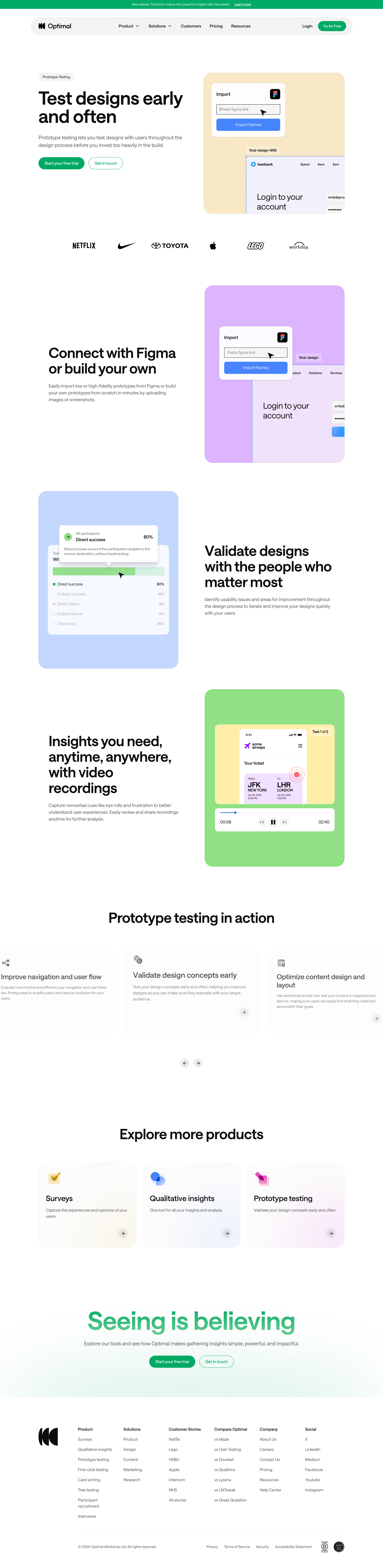 Optimal - Prototype Testing Optimal User Insight Platform screen