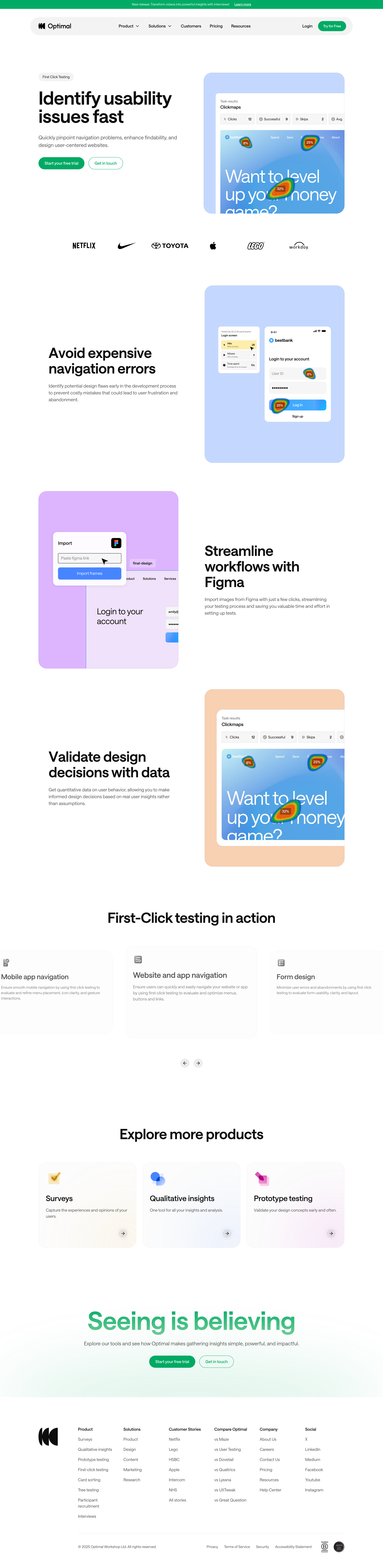 Optimal - First-Click Testing Optimal User Insight Platform screen