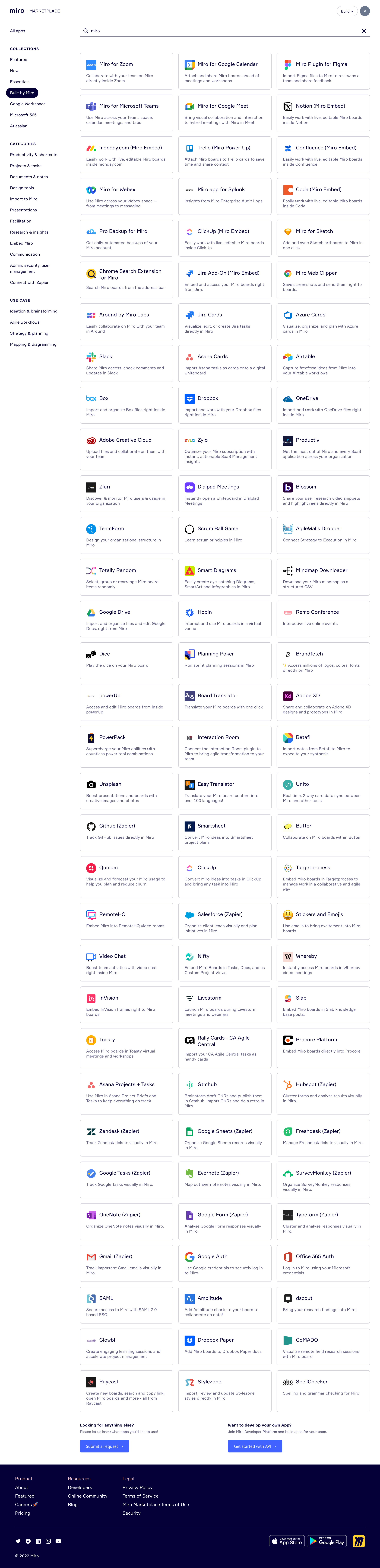 Miro - Apps Built by Miro | Team Collaboration Apps Marketplace screen