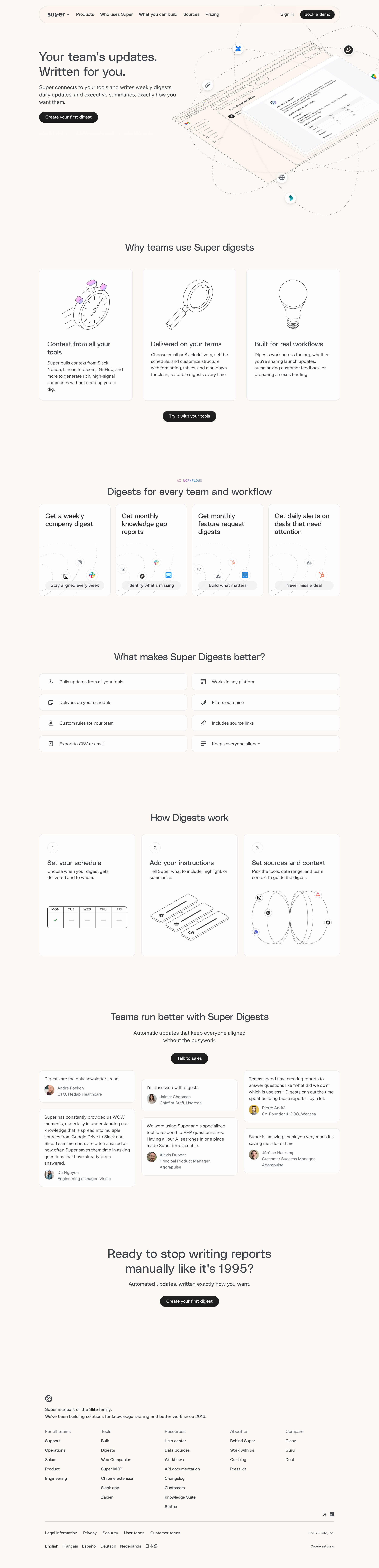 Super - Super Digests - AI reports that write themselves screen