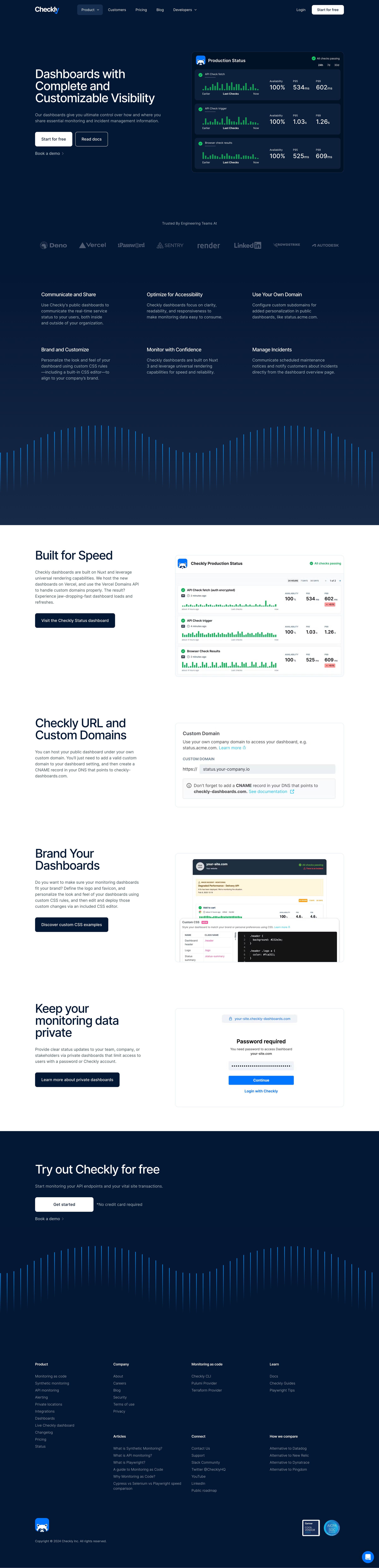 Checkly - Dashboards with Complete and Customizable Visibility screen