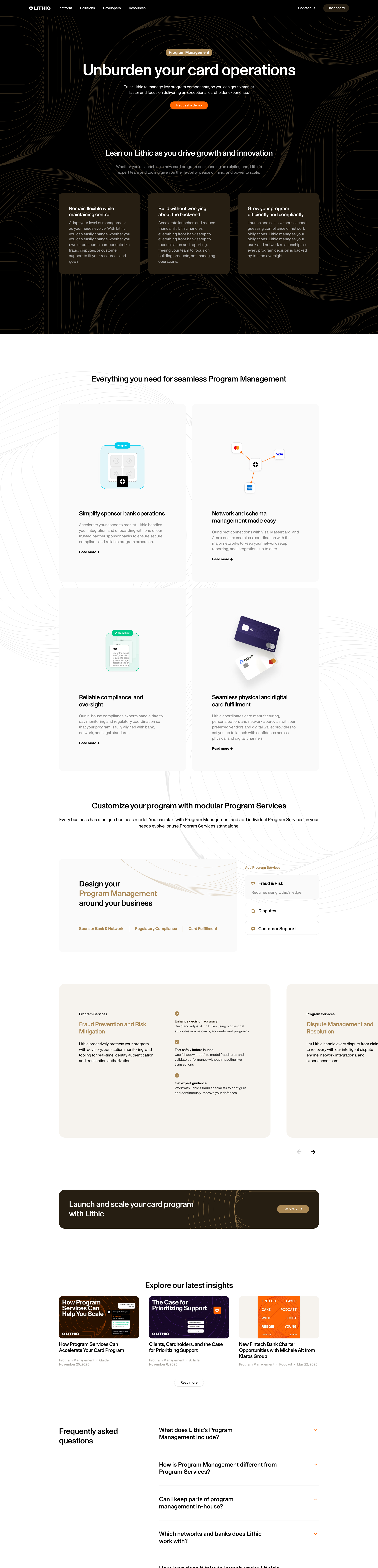 Lithic - Program Management screen