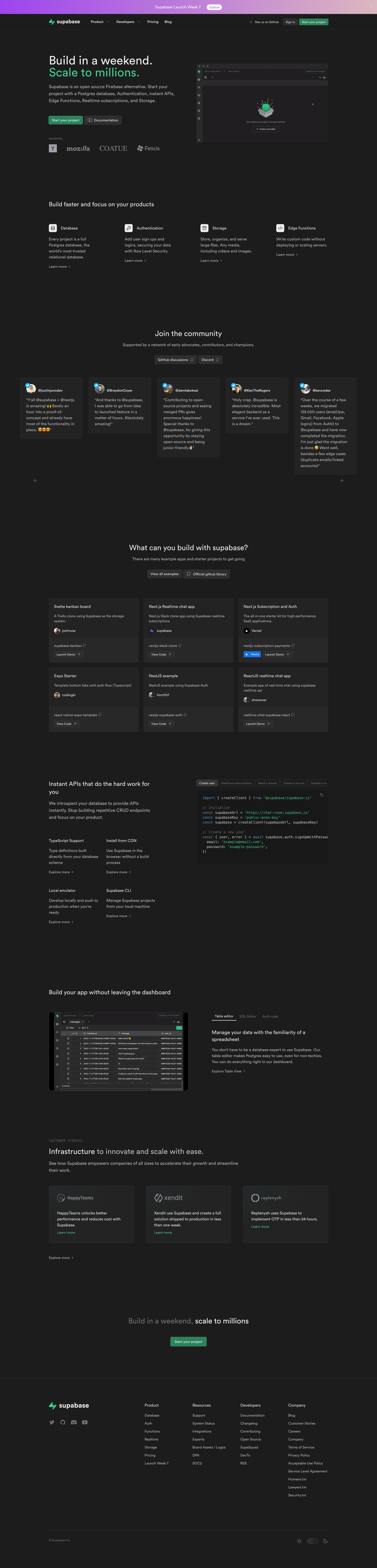 Supabase - The Open Source Firebase Alternative | Supabase screen