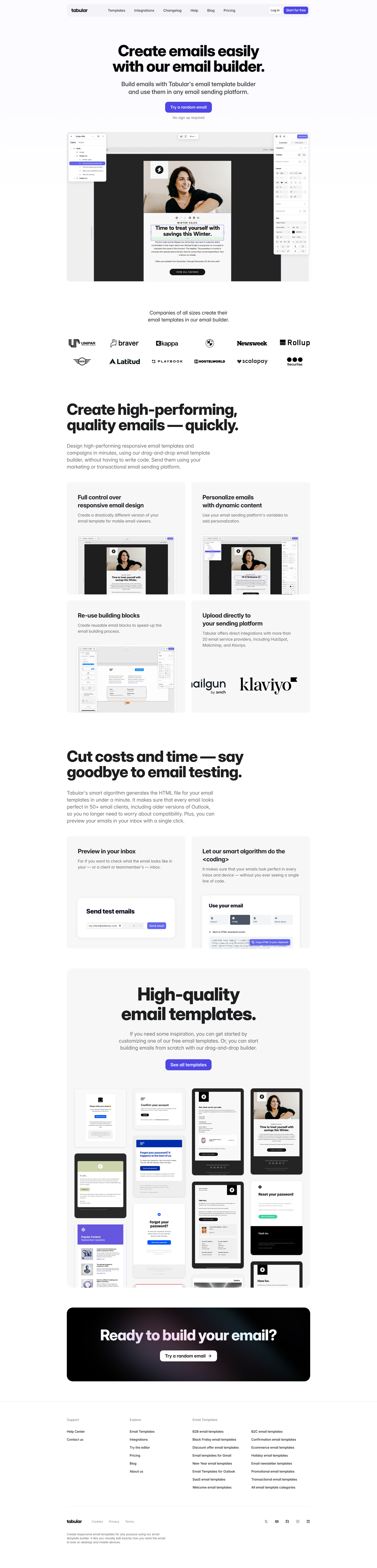 Tabular - Tabular: Free HTML Email Template Builder screen