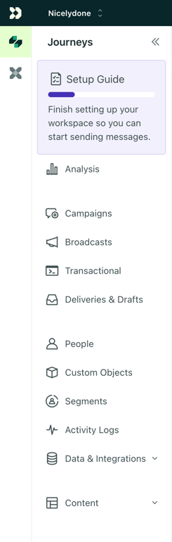Customer.io — Vertical navigation component