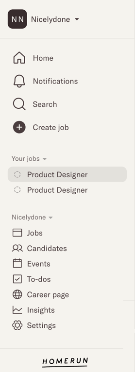 Homerun — Vertical navigation component