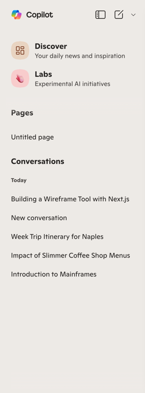 Copilot — Vertical navigation component