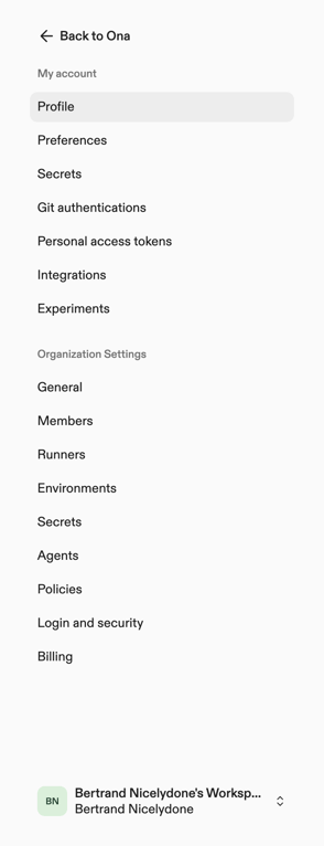 Ona — Vertical navigation component